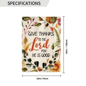 Detailed size specifications for the 28x40 inch autumn pumpkin garden flag showing dimensions