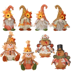 Set of 8 Thanksgiving plush gnomes, scarecrows, and turkeys for fall home decoration