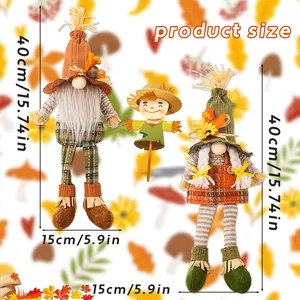 Size chart for autumn harvest gnomes with maple leaf decor and 40cm height details