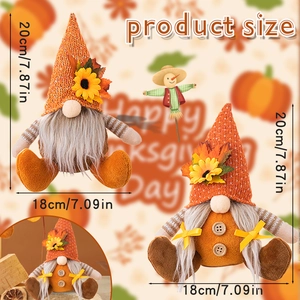 Thanksgiving faceless gnome plush dolls with maple leaves and sunflower, size 20x18cm