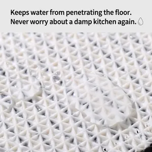 Nordic white waterproof kitchen mat with 3D triangle texture and anti-slip surface