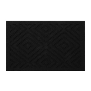 Black rectangular indoor doormat with 3D diamond geometric pattern for entryways