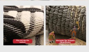 Detail of Nordic kitchen rug textures with vacuum cleaning scene for easy maintenance