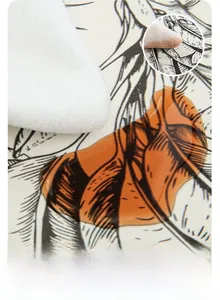 Detail showing the waterproof and oil-proof leather desk mat with floral line art patterns