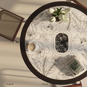 Tropical floral leather table mat with family quote, waterproof and luxury style decoration