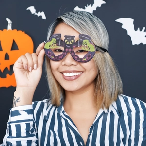 Lustige Halloween Fledermaus Brille mit grünem Monstermuster für Party Kostüm Requisiten