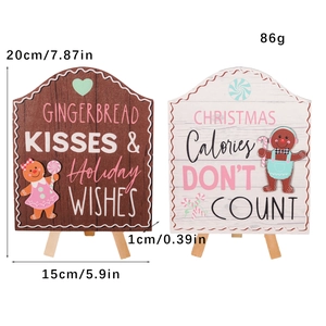 Detailed view of wooden gingerbread man signs with dimensions for Christmas decor