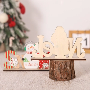 Noel wooden Christmas table ornaments featuring Santa and Snowman holiday decor
