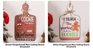 Rustic gingerbread man wooden signs with festive greetings and twine hanging detail