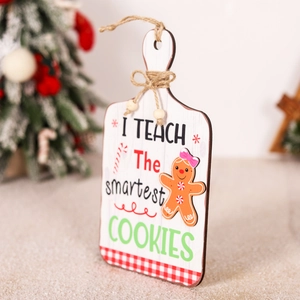 Christmas Gingerbread Man wooden sign with 'I Teach The Smartest Cookies' text and red plaid
