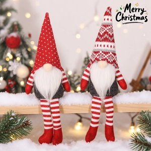 Lot de gnomes de Noël nordiques avec bonnets rouges et longues jambes pour la décoration