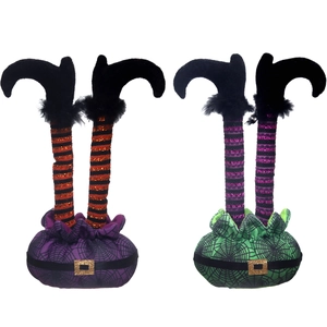 Bendable Halloween elf legs with witch boots for table decorations and party atmosphere