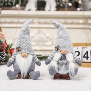 Handmade Christmas Gnome Plush Ornaments Swedish Tomte Gonk Faceless Doll Gray Knitted Dwarf For Home Xmas Table Holiday Decor