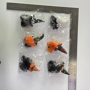 Set of 6 Halloween plush pendants featuring ghost and pumpkin designs with mesh and bells