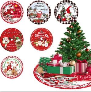 Détails des jupes de sapin de Noël 120cm avec motifs nains, rennes et Père Noël festifs