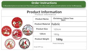 Détails du cache-pied de sapin de Noël 120cm avec motifs dessins animés et dimensions