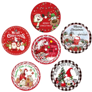 Lot de six jupes de sapin de Noël 120cm avec motifs gnomes, rennes et Père Noël festifs