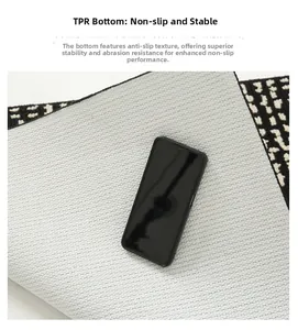 Detail of grey TPR non-slip backing with functional texture on minimalist entry mat