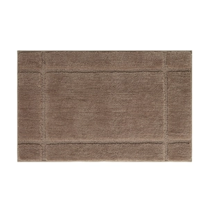 Absorbent brown bathroom rug with geometric pattern and thick non-slip soft plush texture