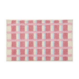 Tapis de bain rectangulaire à damier pastel avec texture moelleuse et douce