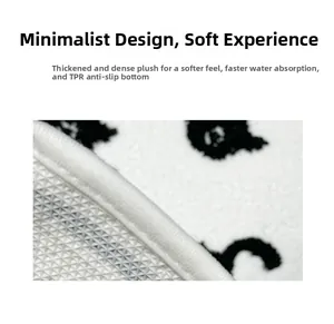 Macro shot of thickened white plush cat rug with honeycomb TPR anti-slip backing