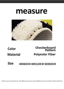 Detailed view of checkered polyester bath mat texture and fine edge stitching detail