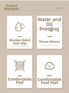 Detail showing linen woven bath mat water absorption, non-slip base and texture