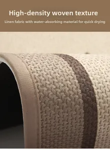 Macro shot of high-density woven linen bath mat showing water-absorbent fiber texture