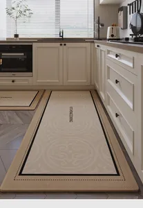 Detail of waterproof kitchen mat set with woven texture and Kitchen & Cooking text