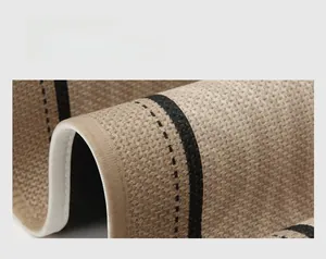 Detail of linen texture woven kitchen mat with non-slip surface and oil-proof material