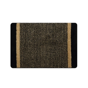 Thick rectangular non-slip indoor entrance mat with brown pile and black border trim