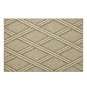 Alfombra de entrada lujosa con patrón geométrico de diamantes en beige y marrón tejido