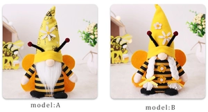 Detailed comparison of striped bee gnomes with white beard and braided hair styles