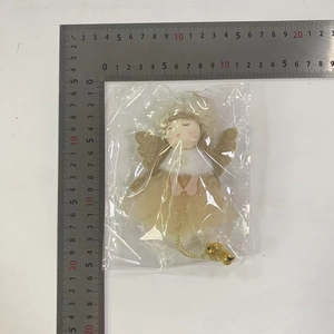 Measurement of plush angel doll ornament with gold wings and mesh skirt for Christmas