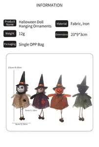Detail specifications and dimensions for 23x9cm Halloween burlap dolls set of four items
