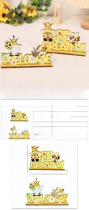 Detailed dimensions and product specifications for the Bee Gnome wood sign decor