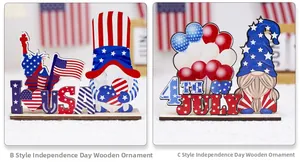 Detailed comparison of USA and 4th of July themed wooden gnome tabletop decorations