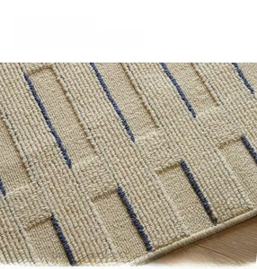 Detail of double-layer woven cream kitchen mat with durable loop velvet texture