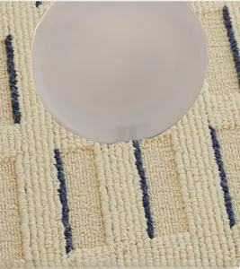 Close-up of thick non-slip cream kitchen mat texture with protective shock absorption