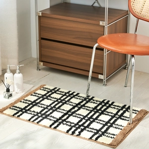 Bauhaus Verdikt Pluche Badmat Absorberend Antislip Geometrisch Ruitjes Vloermat Zacht Geflockt Tapijt Voor Slaapkamer Toilet Huisdecoratie