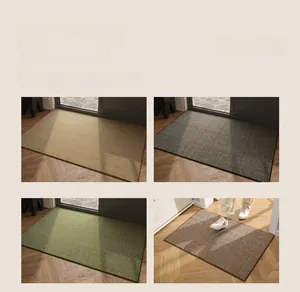 Detail of durable looped pile door mat showing multiple color options and stitching