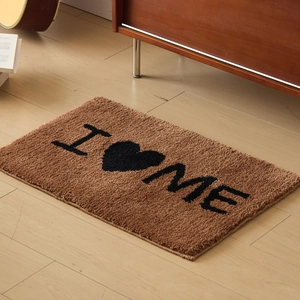 Tapis de Bain Absorbant Flocage Vintage Tapis de Chambre Antidérapant Avec Motif I Heart Me Tapis de Sol en Polyester Doux
