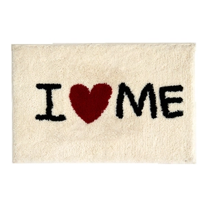 Tapis de bain floqué épais avec motif de cœur et dos absorbant antidérapant durable