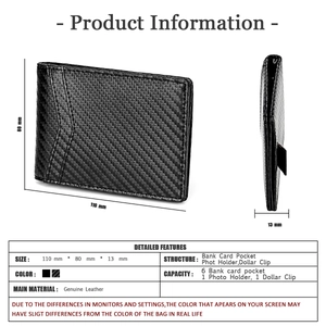 Detail of RFID carbon fiber wallet showing 6 card slots and slim 13mm profile