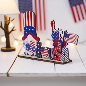 Patriotic wooden USA gnome tabletop decor for 4th of July Independence Day celebrations