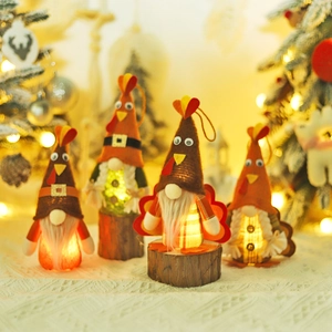Gnomo Tacchino del Ringraziamento Luminoso Peluche Bambola Autunno Raccolto Decorazione Fatto a Mano Con Luce LED per Casa Festa