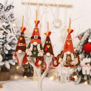 Set di 4 gnomi tacchino luminosi del Ringraziamento appesi per decoro autunnale