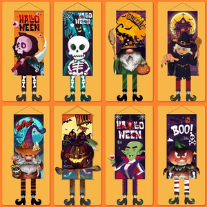 Lot de 8 bannières de jambes d'Halloween avec fantômes, sorcières et citrouilles déco