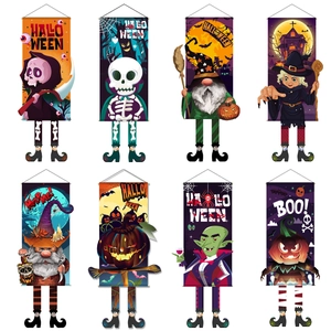 Bannières de décoration d'Halloween avec personnages de dessins animés et longues jambes