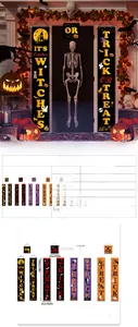 Three-piece Halloween non-woven door banners with classic skull and pumpkin designs